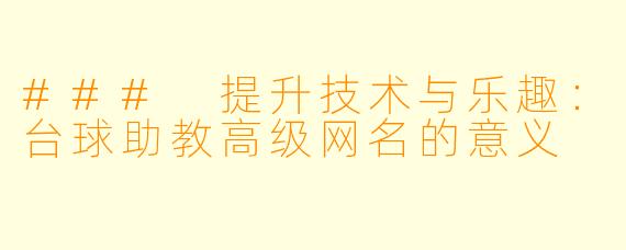 ### 提升技术与乐趣：台球助教高级网名的意义