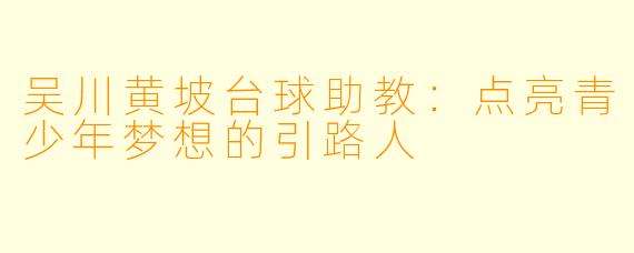 吴川黄坡台球助教：点亮青少年梦想的引路人