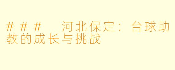 ### 河北保定:台球助教的成长与挑战