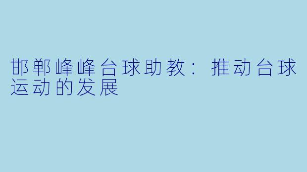 邯郸峰峰台球助教:推动台球运动的发展