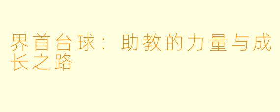 界首台球：助教的力量与成长之路