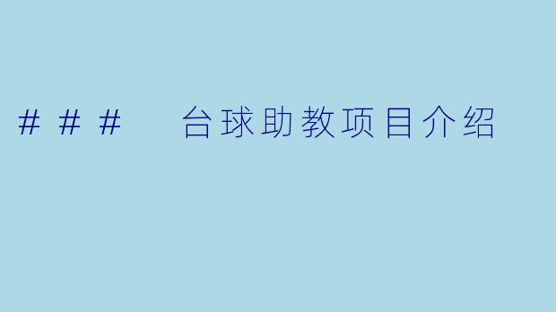 ### 台球助教项目介绍