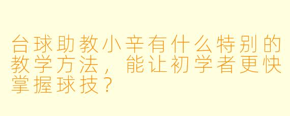 台球助教小辛有什么特别的教学方法,能让初学者更快掌握球技?