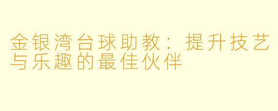 金银湾台球助教：提升技艺与乐趣的最佳伙伴