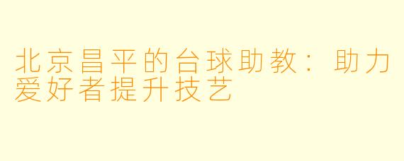 北京昌平的台球助教：助力爱好者提升技艺