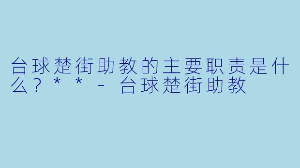 台球楚街助教的主要职责是什么？**-台球楚街助教