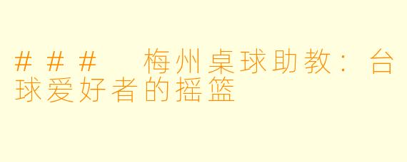 ### 梅州桌球助教：台球爱好者的摇篮