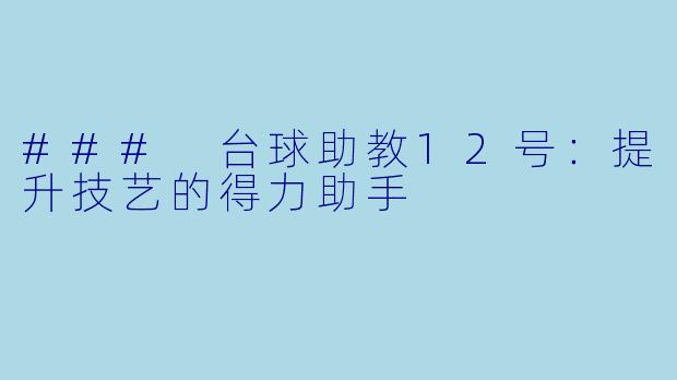### 台球助教12号：提升技艺的得力助手