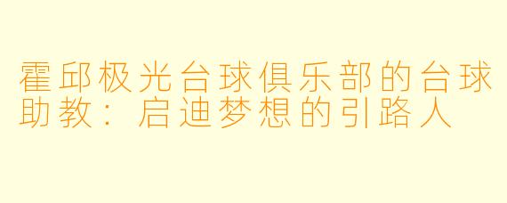 霍邱极光台球俱乐部的台球助教：启迪梦想的引路人