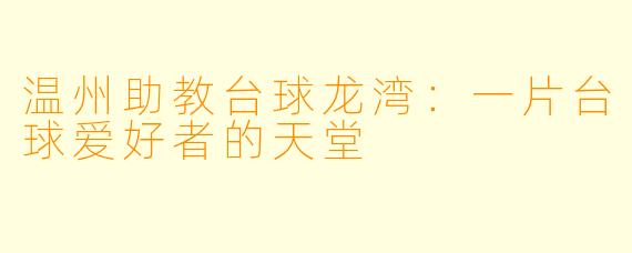 温州助教台球龙湾：一片台球爱好者的天堂