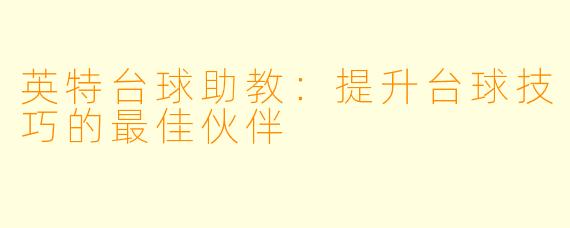 英特台球助教：提升台球技巧的最佳伙伴