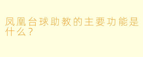 凤凰台球助教的主要功能是什么？