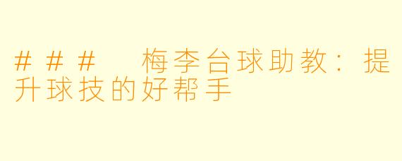 ### 梅李台球助教：提升球技的好帮手