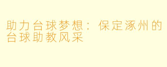 助力台球梦想：保定涿州的台球助教风采