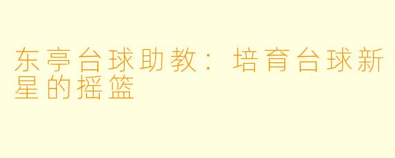 东亭台球助教：培育台球新星的摇篮