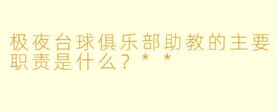 极夜台球俱乐部助教的主要职责是什么?**