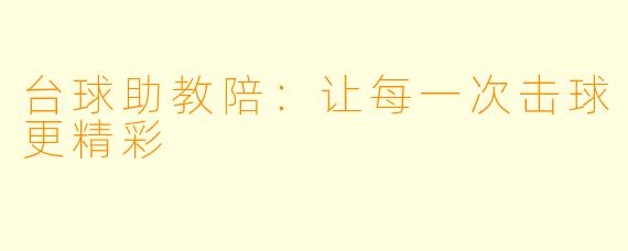 台球助教陪:让每一次击球更精彩
