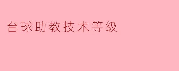 台球助教技术等级
