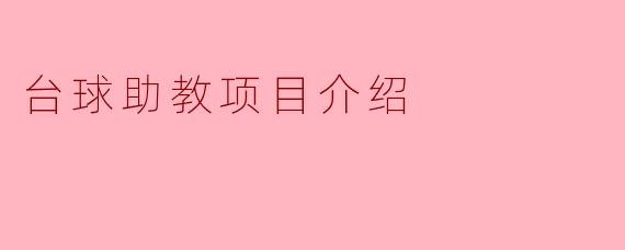 台球助教项目介绍