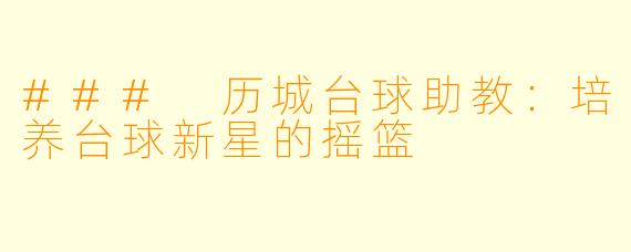 ### 历城台球助教：培养台球新星的摇篮