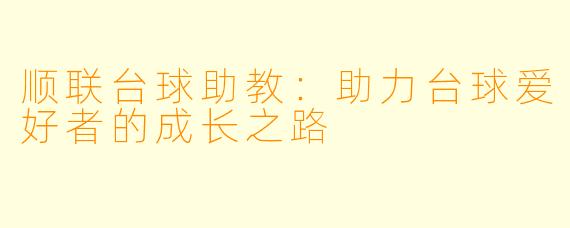 顺联台球助教：助力台球爱好者的成长之路