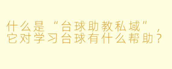 什么是“台球助教私域”,它对学习台球有什么帮助?