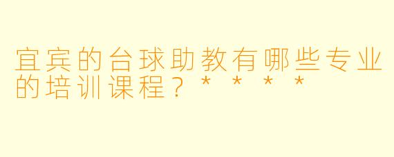 宜宾的台球助教有哪些专业的培训课程?****