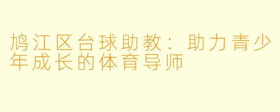 鸠江区台球助教:助力青少年成长的体育导师