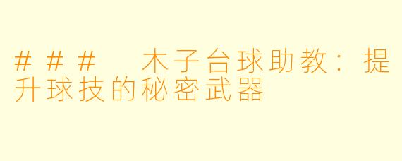 ### 木子台球助教:提升球技的秘密武器