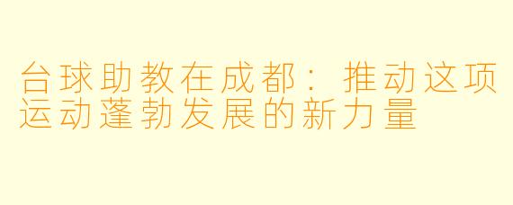 台球助教在成都:推动这项运动蓬勃发展的新力量