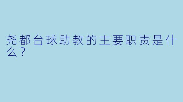 尧都台球助教的主要职责是什么？
