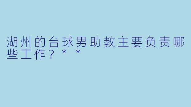 湖州的台球男助教主要负责哪些工作？**