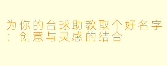 为你的台球助教取个好名字：创意与灵感的结合