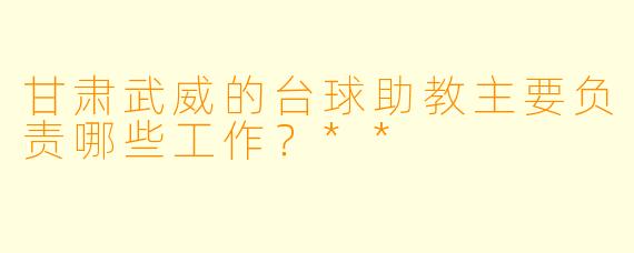 甘肃武威的台球助教主要负责哪些工作？**