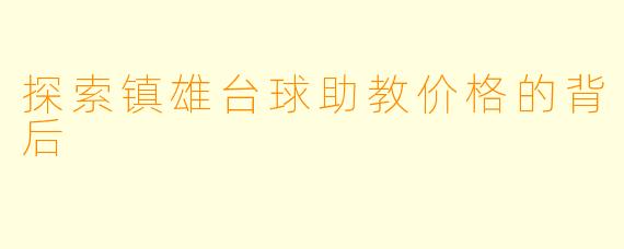探索镇雄台球助教价格的背后