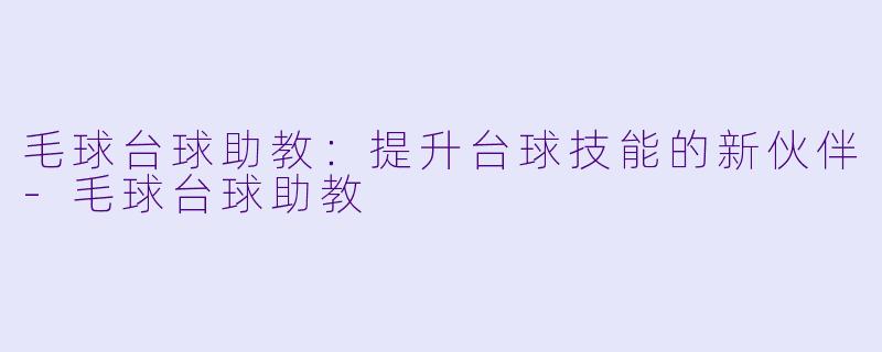毛球台球助教:提升台球技能的新伙伴