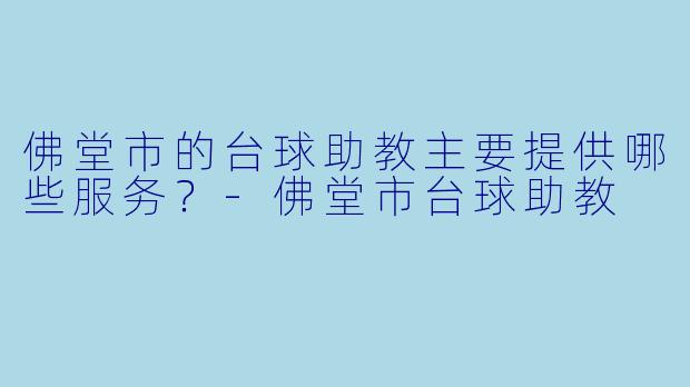 佛堂市的台球助教主要提供哪些服务？-佛堂市台球助教