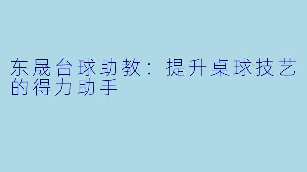 东晟台球助教：提升桌球技艺的得力助手