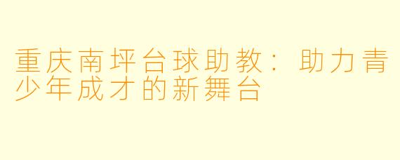 重庆南坪台球助教：助力青少年成才的新舞台