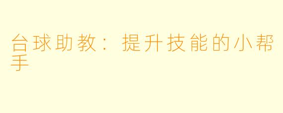 台球助教：提升技能的小帮手