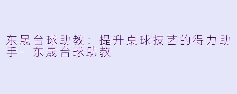 东晟台球助教：提升桌球技艺的得力助手-东晟台球助教