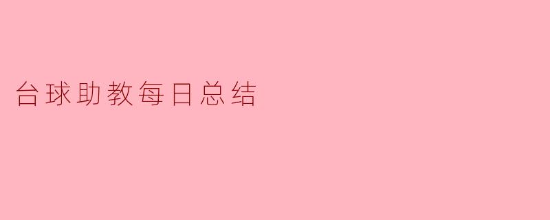 台球助教每日总结
