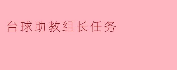 台球助教组长任务
