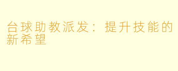 台球助教派发：提升技能的新希望