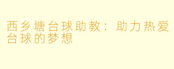 西乡塘台球助教：助力热爱台球的梦想