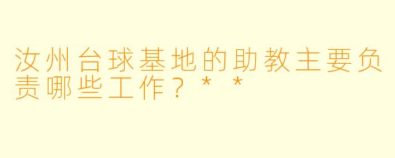 汝州台球基地的助教主要负责哪些工作？**