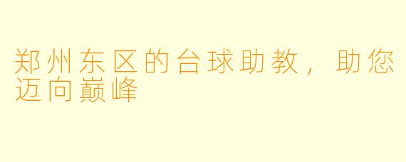 郑州东区的台球助教，助您迈向巅峰