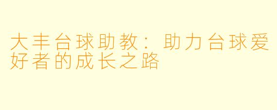 大丰台球助教:助力台球爱好者的成长之路