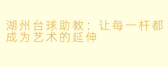 湖州台球助教：让每一杆都成为艺术的延伸