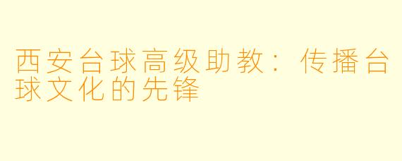西安台球高级助教：传播台球文化的先锋
